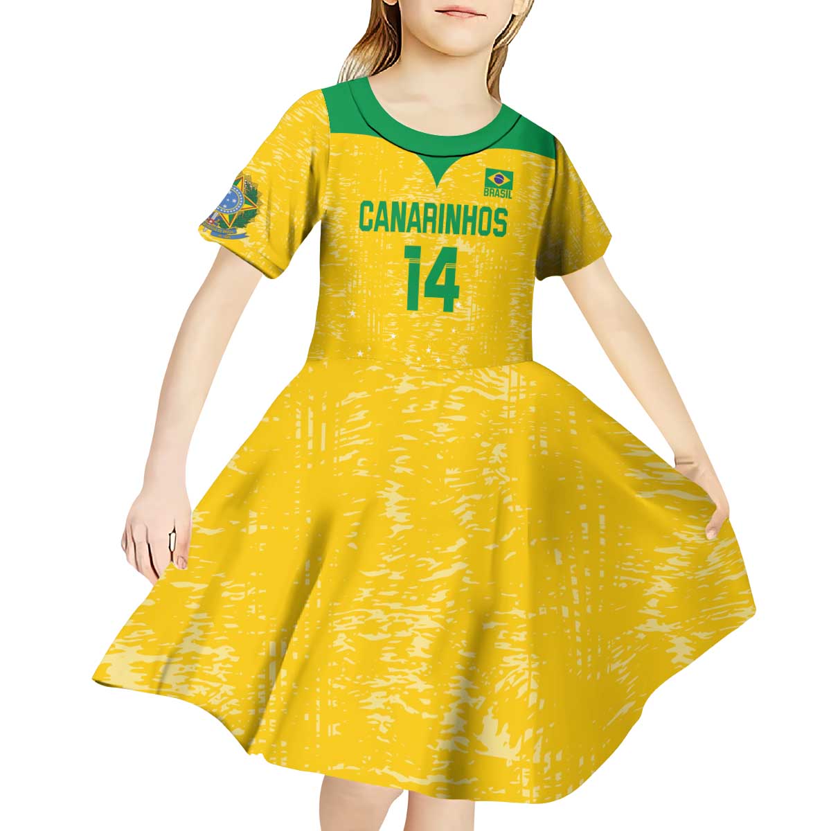 Custom Brasil Volleyball Kid Short Sleeve Dress Vai Canarinhos!