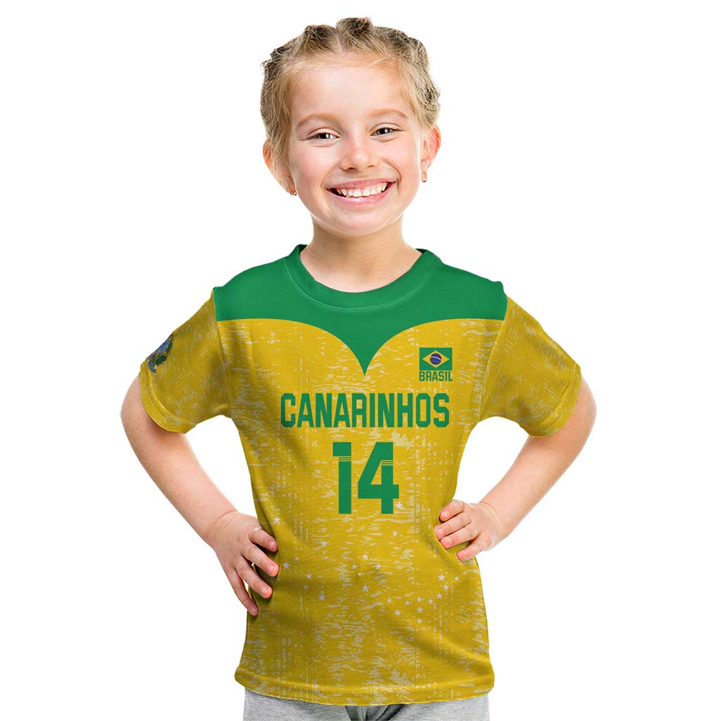 Custom Brasil Volleyball Kid T Shirt Vai Canarinhos!