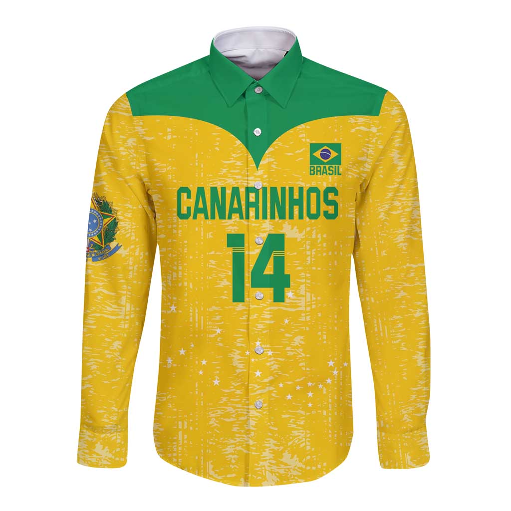 Custom Brasil Volleyball Long Sleeve Button Shirt Vai Canarinhos!