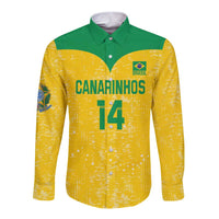Custom Brasil Volleyball Long Sleeve Button Shirt Vai Canarinhos!