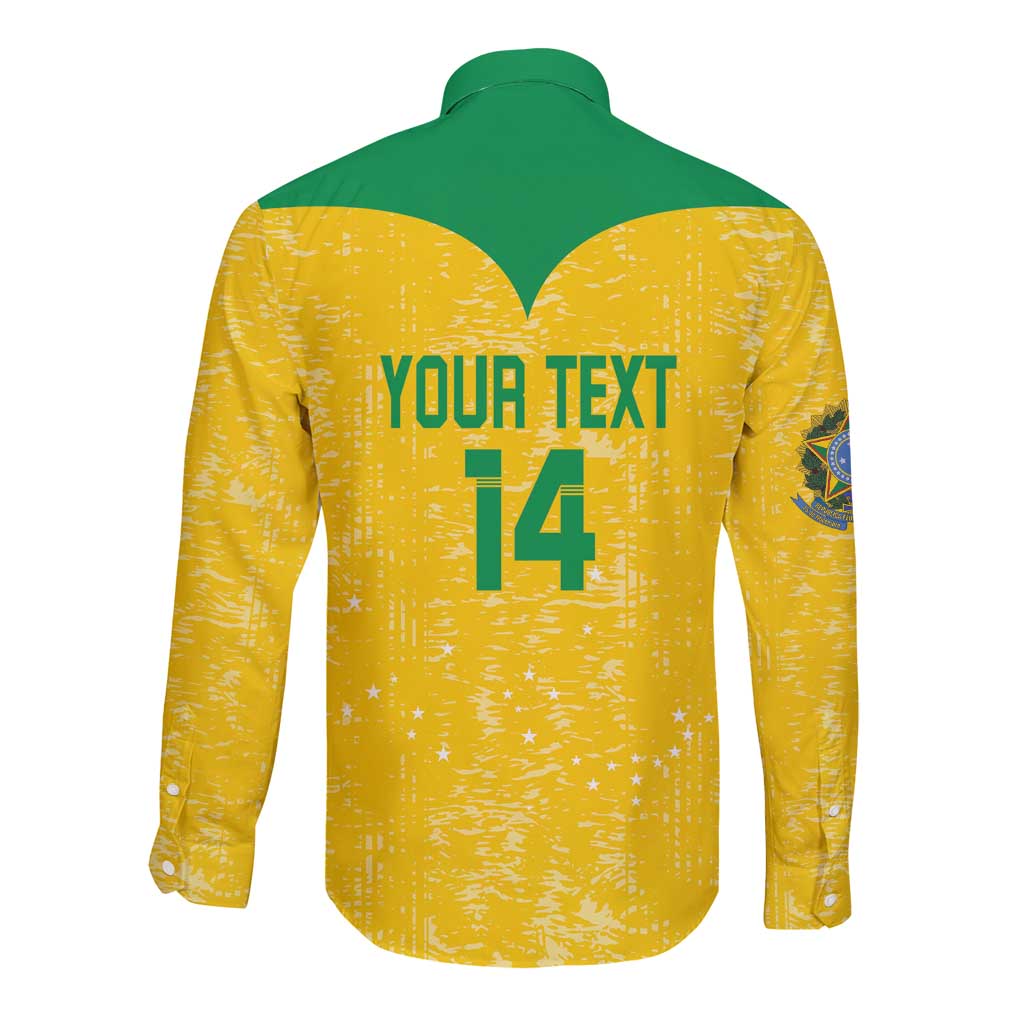 Custom Brasil Volleyball Long Sleeve Button Shirt Vai Canarinhos!