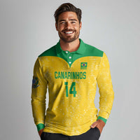 Custom Brasil Volleyball Long Sleeve Polo Shirt Vai Canarinhos!