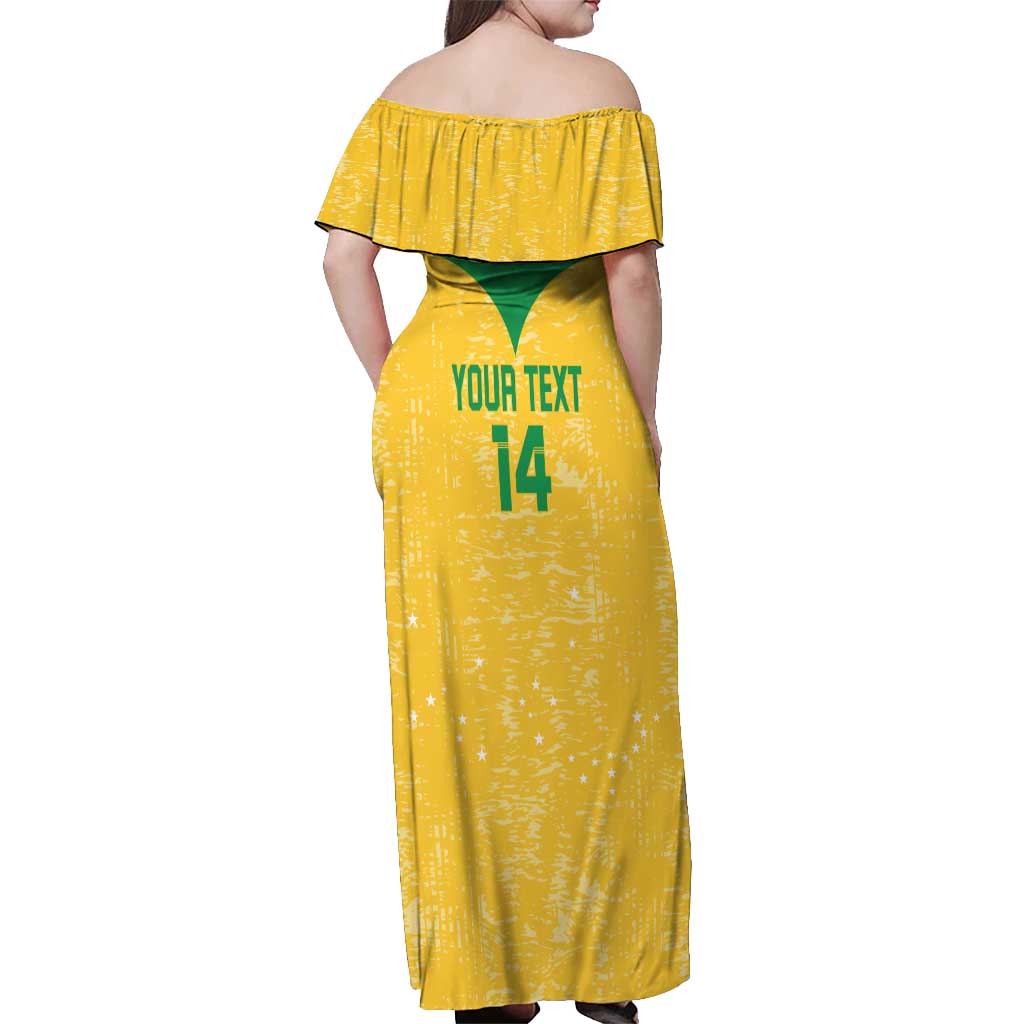 Custom Brasil Volleyball Off Shoulder Maxi Dress Vai Canarinhos!