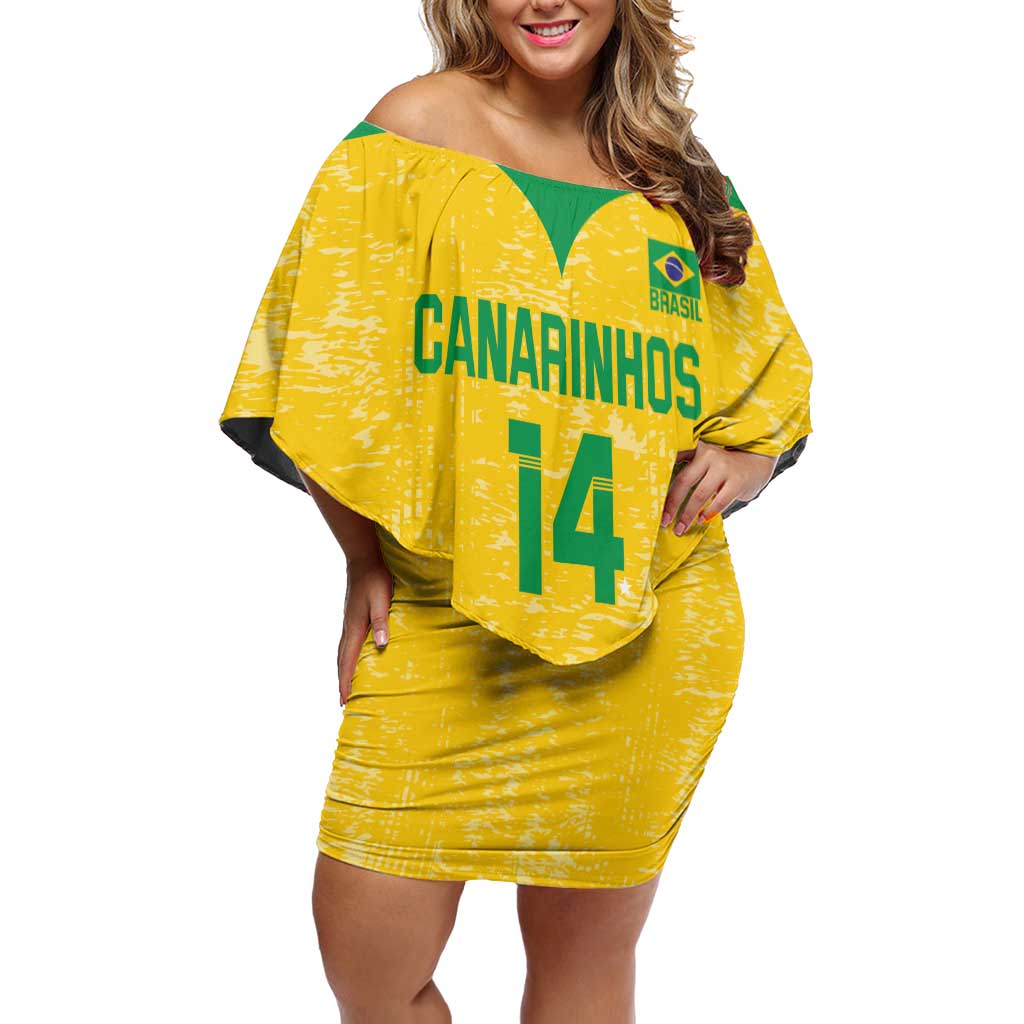 Custom Brasil Volleyball Off Shoulder Short Dress Vai Canarinhos!