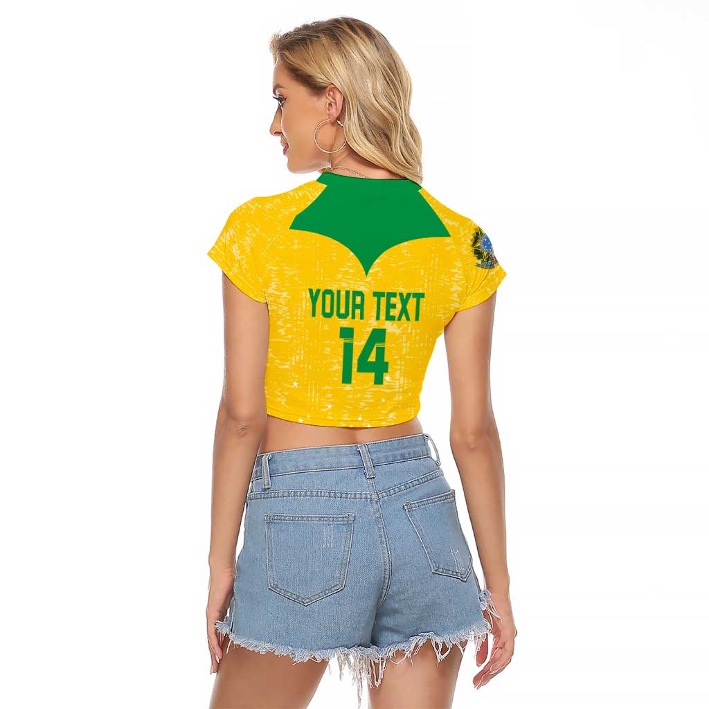 Custom Brasil Volleyball Raglan Cropped T Shirt Vai Canarinhos! - Wonder Print Shop
