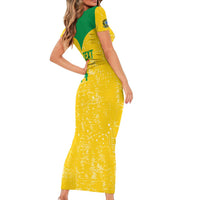 Custom Brasil Volleyball Short Sleeve Bodycon Dress Vai Canarinhos! - Wonder Print Shop