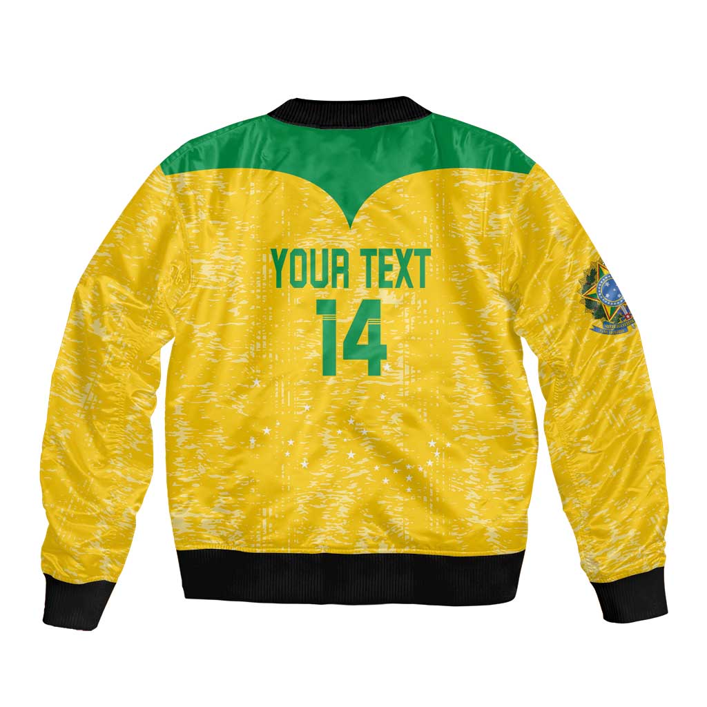 Custom Brasil Volleyball Sleeve Zip Bomber Jacket Vai Canarinhos! - Wonder Print Shop