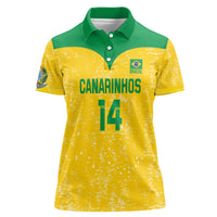 Custom Brasil Volleyball Women Polo Shirt Vai Canarinhos! - Wonder Print Shop
