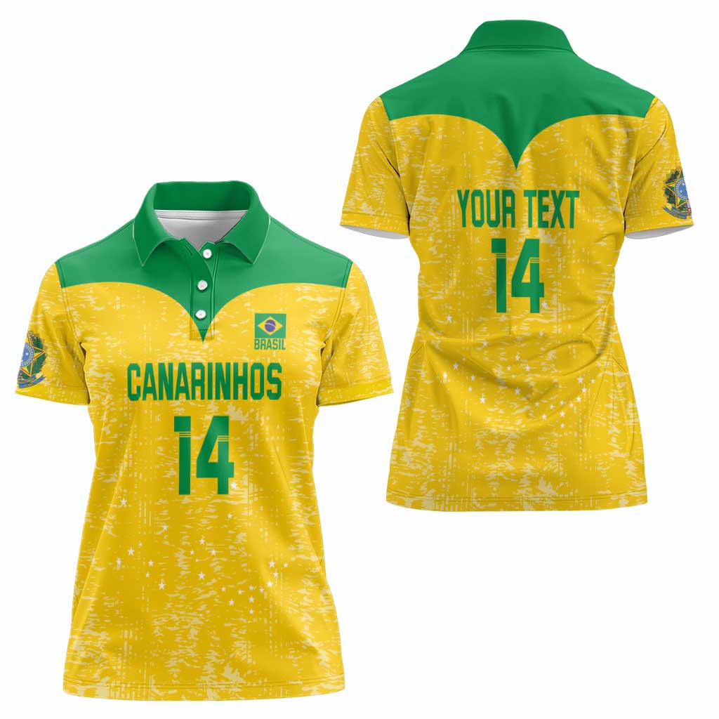 Custom Brasil Volleyball Women Polo Shirt Vai Canarinhos! - Wonder Print Shop