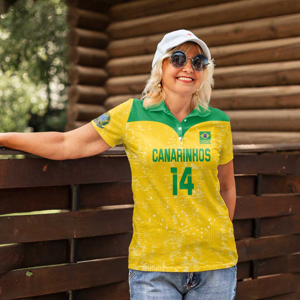 Custom Brasil Volleyball Women Polo Shirt Vai Canarinhos! - Wonder Print Shop