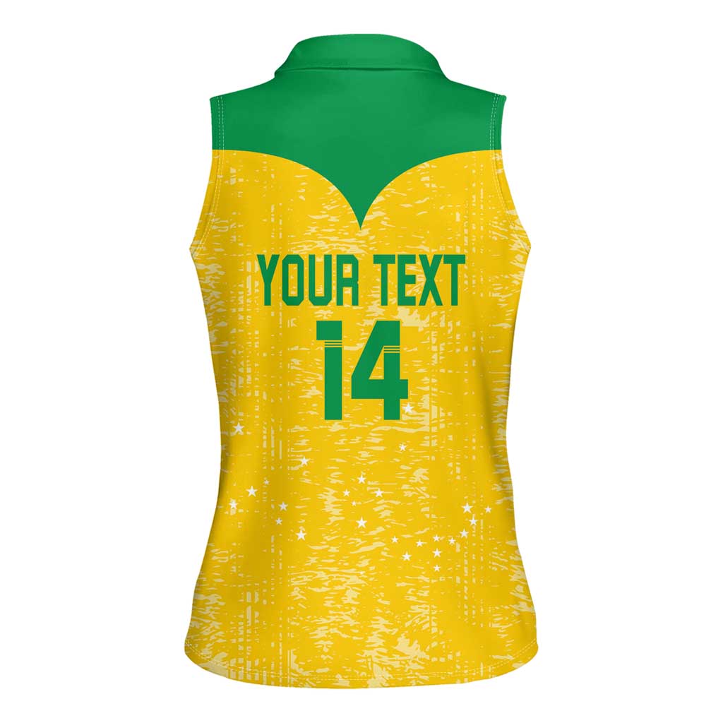 Custom Brasil Volleyball Women Sleeveless Polo Shirt Vai Canarinhos! - Wonder Print Shop