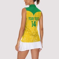 Custom Brasil Volleyball Women Sleeveless Polo Shirt Vai Canarinhos! - Wonder Print Shop