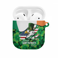 Irish American St Patrick's Day AirPods Case USA Eagle Leprechaun Hat Shamrock Pattern