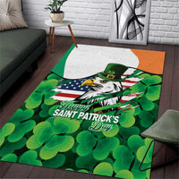 Irish American St Patrick's Day Area Rug USA Eagle Leprechaun Hat Shamrock Pattern