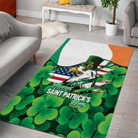 Irish American St Patrick's Day Area Rug USA Eagle Leprechaun Hat Shamrock Pattern