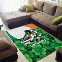 Irish American St Patrick's Day Area Rug USA Eagle Leprechaun Hat Shamrock Pattern