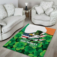 Irish American St Patrick's Day Area Rug USA Eagle Leprechaun Hat Shamrock Pattern