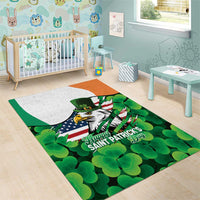 Irish American St Patrick's Day Area Rug USA Eagle Leprechaun Hat Shamrock Pattern