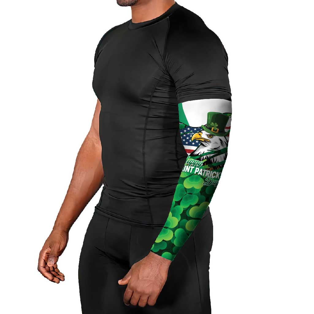 Irish American St Patrick's Day Arm Sleeves USA Eagle Leprechaun Hat Shamrock Pattern