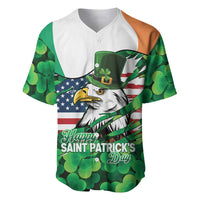 Irish American St Patrick's Day Baseball Jersey USA Eagle Leprechaun Hat Shamrock Pattern