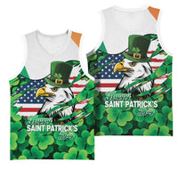 Irish American St Patrick's Day Basketball Jersey USA Eagle Leprechaun Hat Shamrock Pattern