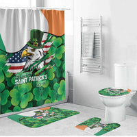 Irish American St Patrick's Day Bathroom Set USA Eagle Leprechaun Hat Shamrock Pattern