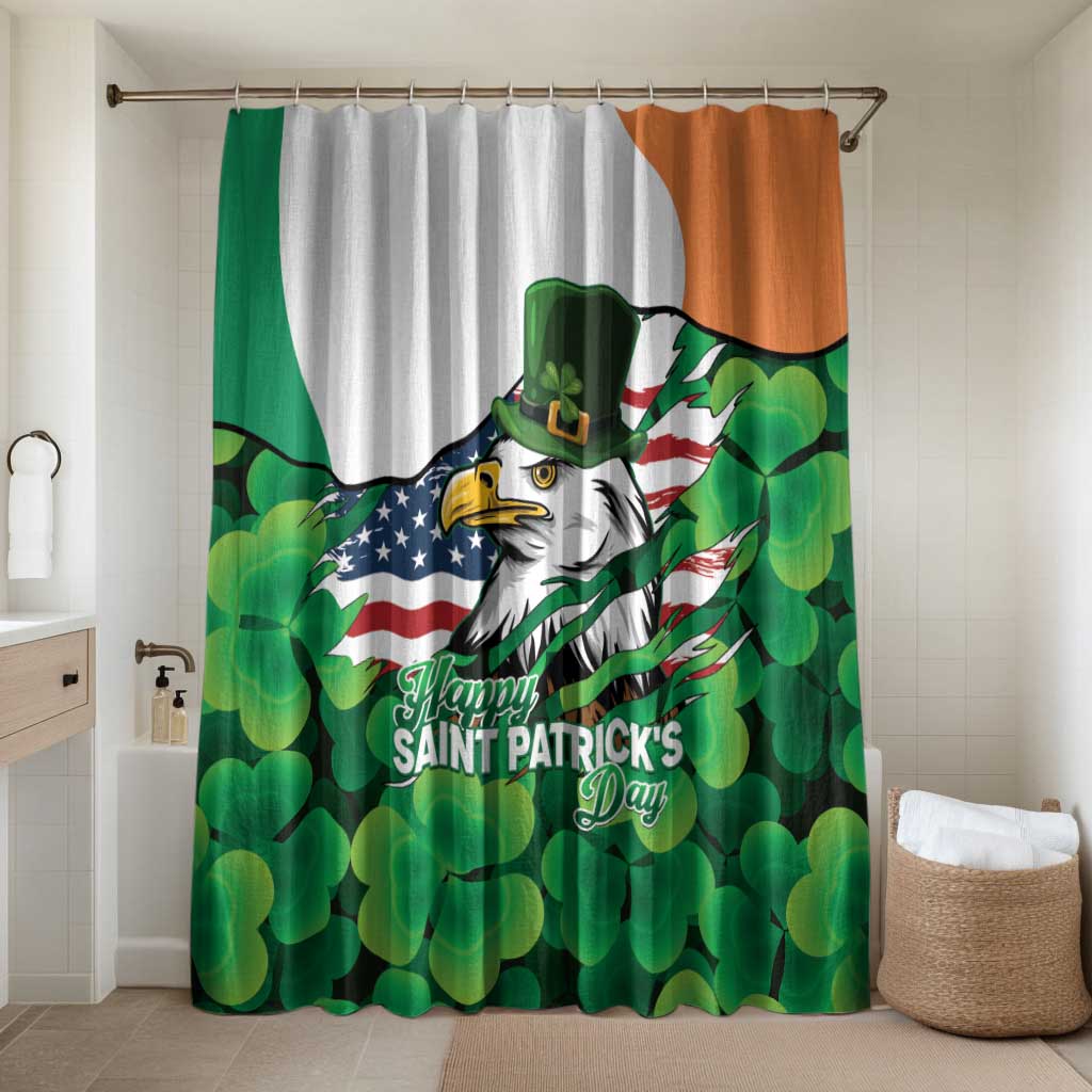 Irish American St Patrick's Day Bathroom Set USA Eagle Leprechaun Hat Shamrock Pattern