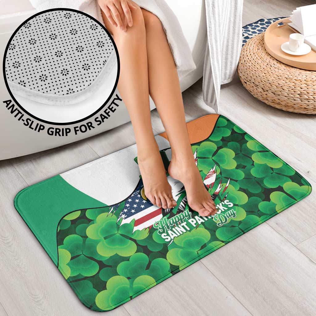 Irish American St Patrick's Day Bathroom Set USA Eagle Leprechaun Hat Shamrock Pattern