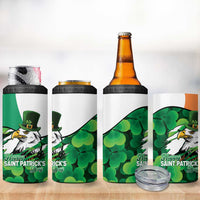 Irish American St Patrick's Day 4 in 1 Can Cooler Tumbler USA Eagle Leprechaun Hat Shamrock Pattern