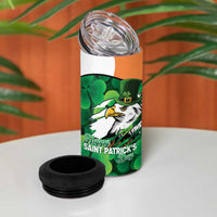 Irish American St Patrick's Day 4 in 1 Can Cooler Tumbler USA Eagle Leprechaun Hat Shamrock Pattern