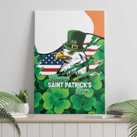 Irish American St Patrick's Day Canvas Wall Art USA Eagle Leprechaun Hat Shamrock Pattern