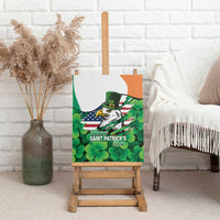 Irish American St Patrick's Day Canvas Wall Art USA Eagle Leprechaun Hat Shamrock Pattern