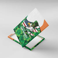 Irish American St Patrick's Day Canvas Wall Art USA Eagle Leprechaun Hat Shamrock Pattern