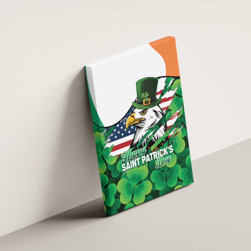 Irish American St Patrick's Day Canvas Wall Art USA Eagle Leprechaun Hat Shamrock Pattern