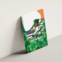 Irish American St Patrick's Day Canvas Wall Art USA Eagle Leprechaun Hat Shamrock Pattern