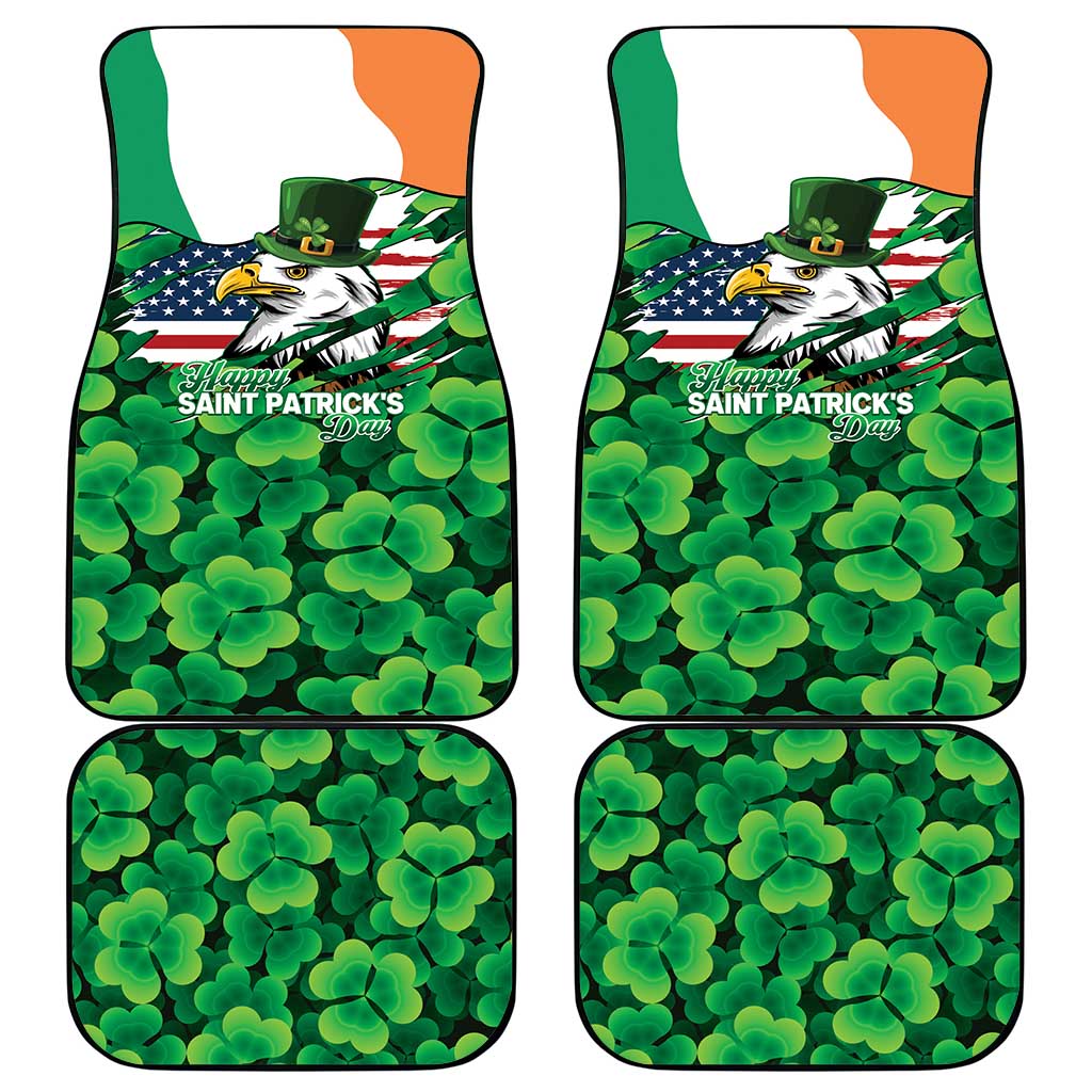 Irish American St Patrick's Day Car Mats USA Eagle Leprechaun Hat Shamrock Pattern
