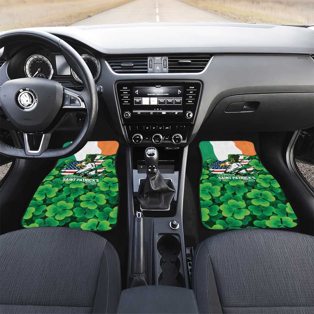 Irish American St Patrick's Day Car Mats USA Eagle Leprechaun Hat Shamrock Pattern
