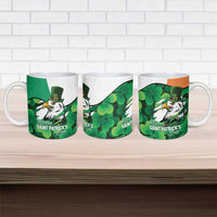 Irish American St Patrick's Day Ceramic Mug USA Eagle Leprechaun Hat Shamrock Pattern