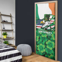 Irish American St Patrick's Day Door Cover USA Eagle Leprechaun Hat Shamrock Pattern