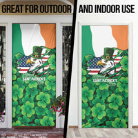 Irish American St Patrick's Day Door Cover USA Eagle Leprechaun Hat Shamrock Pattern