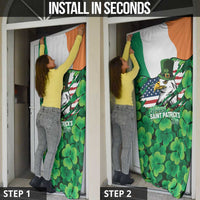 Irish American St Patrick's Day Door Cover USA Eagle Leprechaun Hat Shamrock Pattern