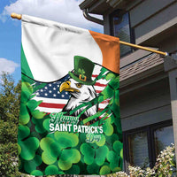 Irish American St Patrick's Day Garden Flag USA Eagle Leprechaun Hat Shamrock Pattern
