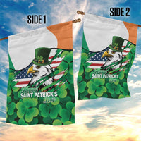 Irish American St Patrick's Day Garden Flag USA Eagle Leprechaun Hat Shamrock Pattern