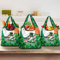 Irish American St Patrick's Day Grocery Bag USA Eagle Leprechaun Hat Shamrock Pattern