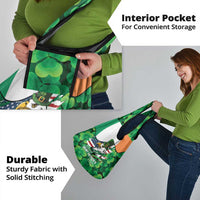 Irish American St Patrick's Day Grocery Bag USA Eagle Leprechaun Hat Shamrock Pattern