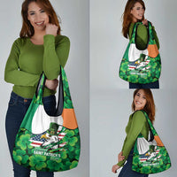 Irish American St Patrick's Day Grocery Bag USA Eagle Leprechaun Hat Shamrock Pattern