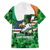 Irish American St Patrick's Day Hawaiian Shirt USA Eagle Leprechaun Hat Shamrock Pattern