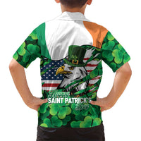 Irish American St Patrick's Day Hawaiian Shirt USA Eagle Leprechaun Hat Shamrock Pattern