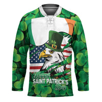 Irish American St Patrick's Day Hockey Jersey USA Eagle Leprechaun Hat Shamrock Pattern