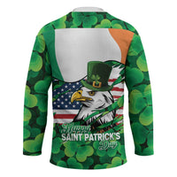 Irish American St Patrick's Day Hockey Jersey USA Eagle Leprechaun Hat Shamrock Pattern